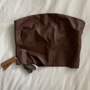 skims faux leather tube top